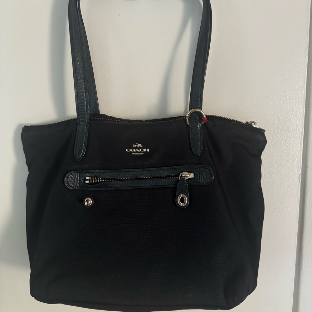 Coach Black Shoulder Bag with Leather Trim